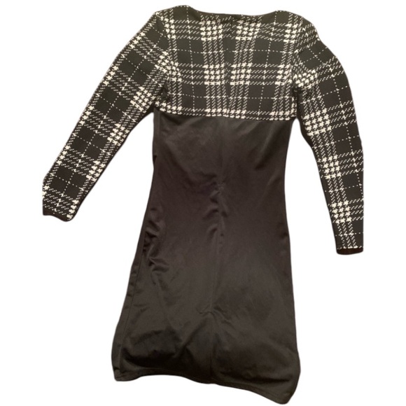 Cute midi dress bodycon sz Medium Black & White plaid - Picture 3 of 11